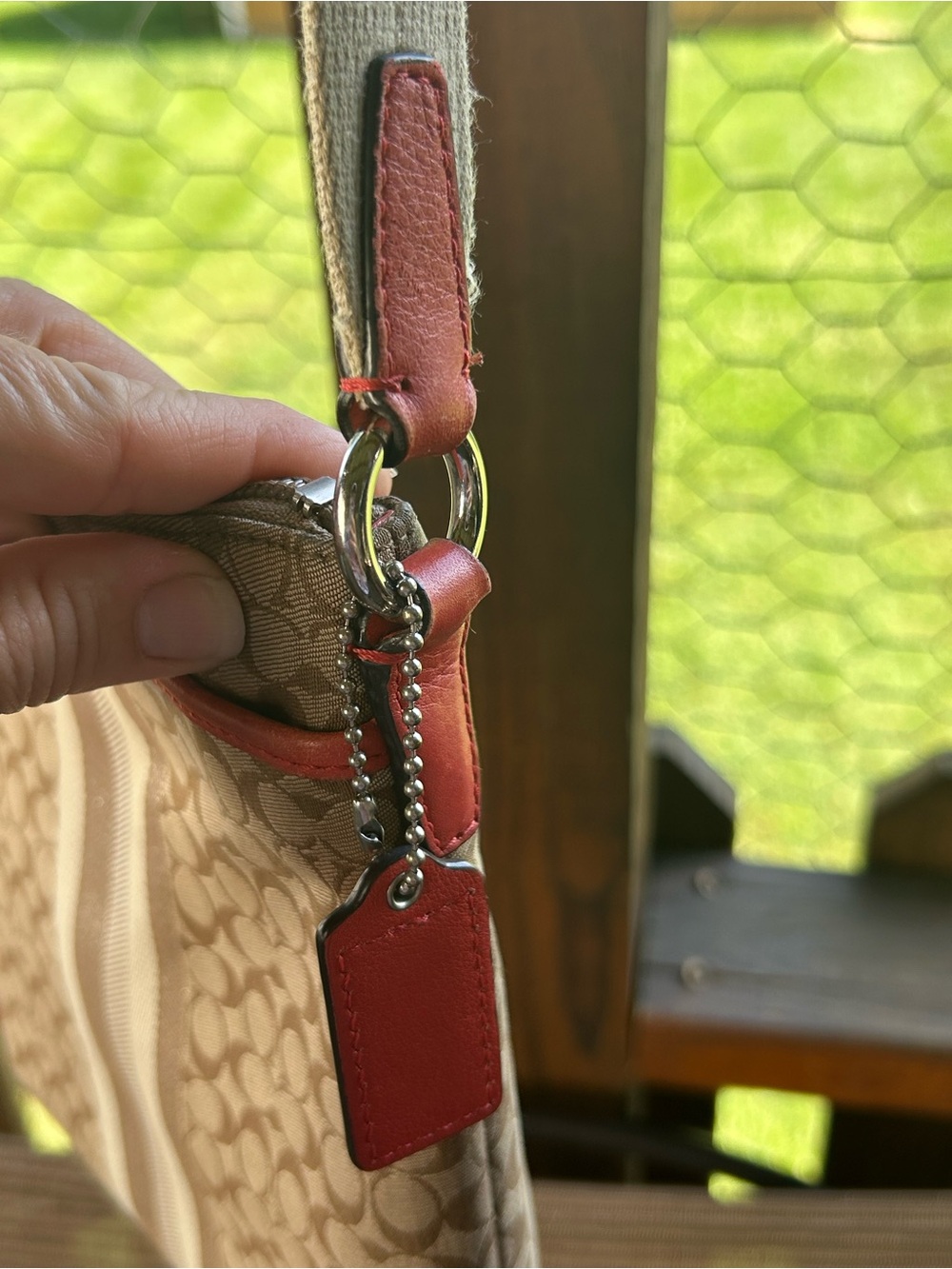 Coach Signature striped Carnelian Swingpack Crossbody - Picture 9 of 16